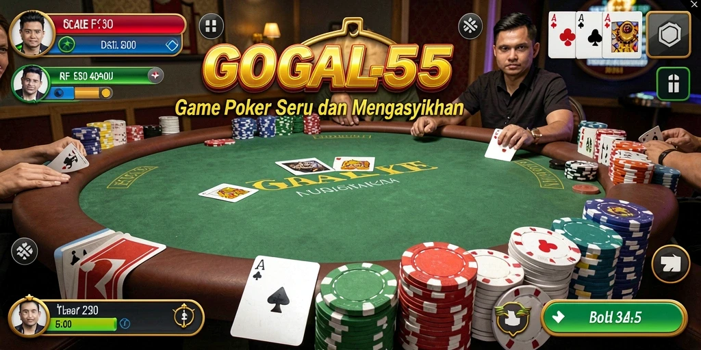 Screenshot GOAL55 menampilkan gameplay Poker yang menarik dan interaktif.