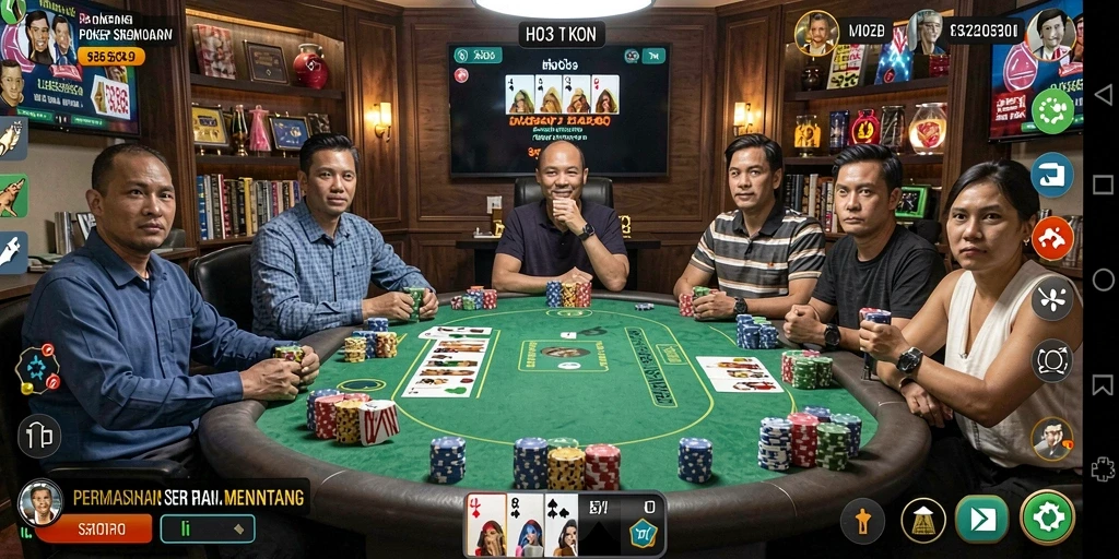 Tampilan gameplay poker yang seru dan menegangkan di H03.