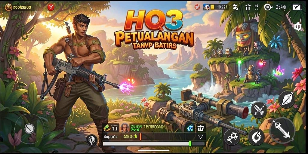 Gameplay HO3 dengan pemandangan indah dunia terbuka.
