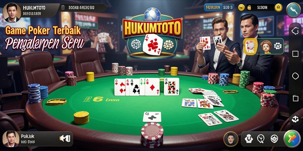 Screenshot HUKUMTOTO menampilkan gameplay Poker yang seru dan interaktif.