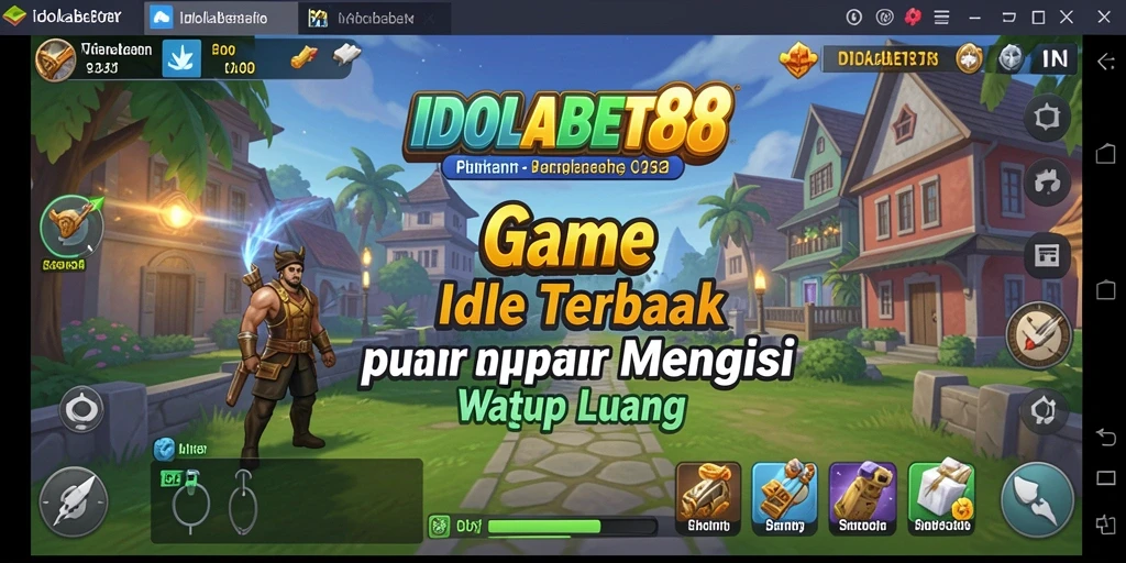 Screenshot utama IDOLABET88 menampilkan karakter yang beraksi dalam gameplay Idle yang seru.