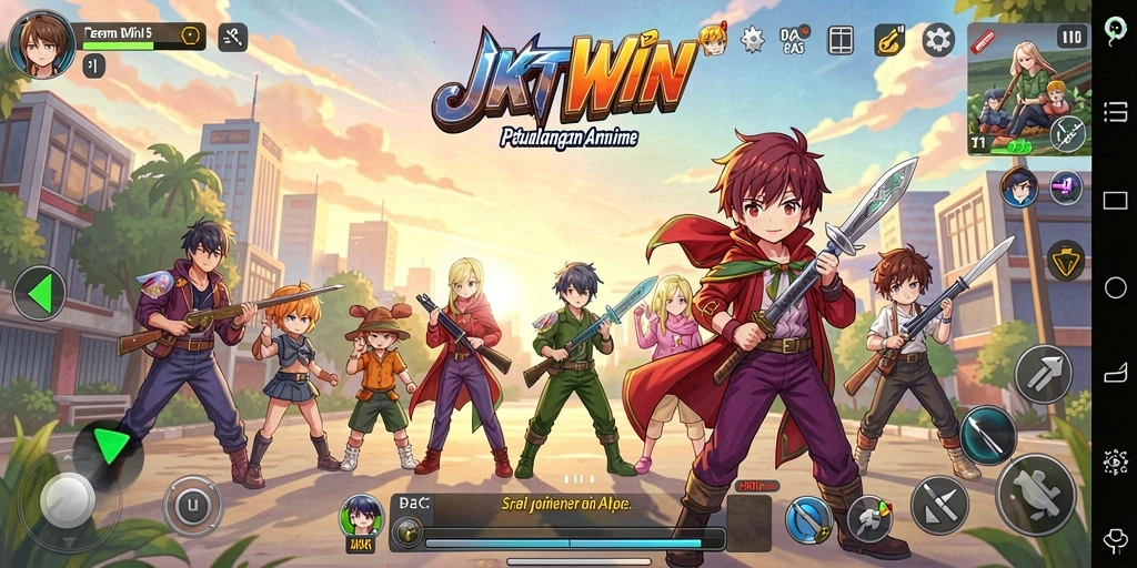 Tampilan gameplay menarik dengan karakter anime yang beraksi.