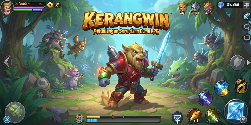 Tampilan gameplay KERANGWIN yang mengagumkan dengan aksi petualangan RPG.