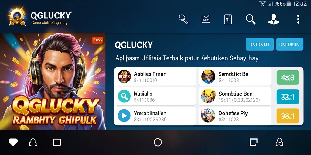Tampilan antarmuka utama QGLUCKY yang mudah digunakan.