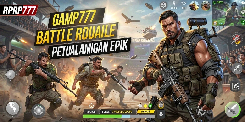 Screenshot menampilkan aksi seru dalam pertempuran Battle Royale RPRP777.