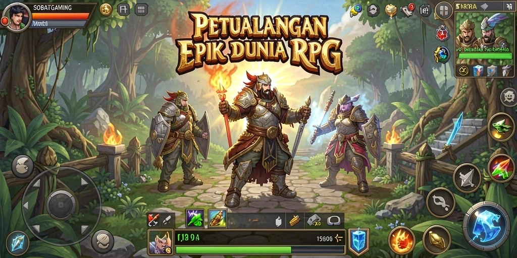 Tangkapan layar permainan SOBATGAMING menampilkan aksi seru dalam pertempuran RPG.