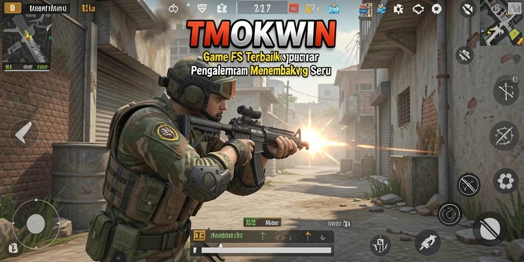 Tampilan seru dari gameplay TMOKWIN saat aksi tembak-menembak.