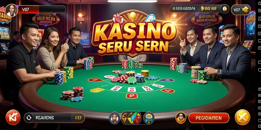 Screenshot gameplay V07 menampilkan suasana kasino yang mendebarkan.