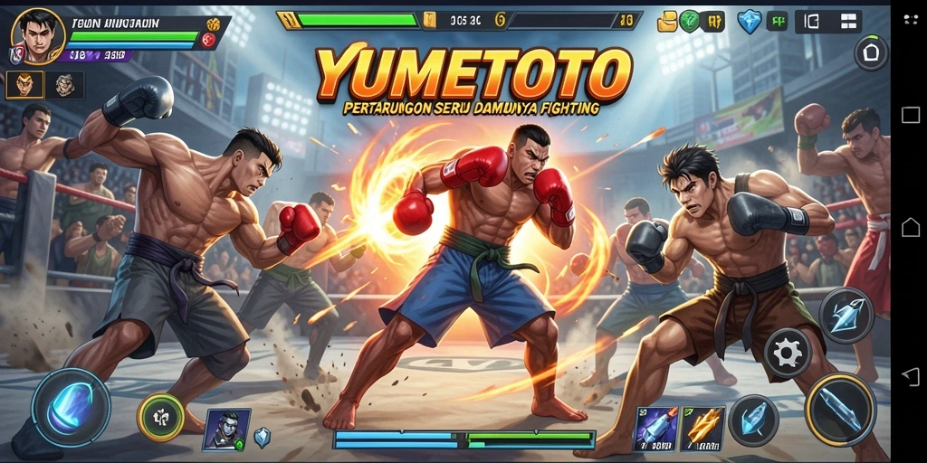 Screenshot YUMETOTO menampilkan aksi pertarungan yang mengesankan.